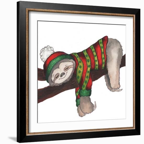 Christmas Sloth III-Elizabeth Medley-Framed Art Print