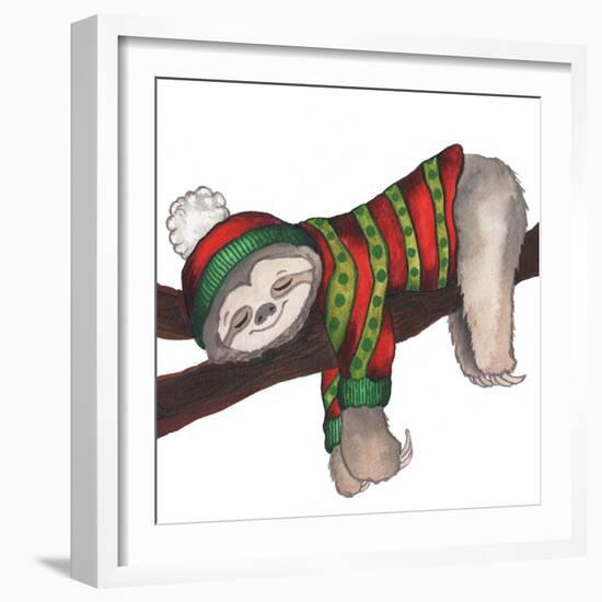 Christmas Sloth III-Elizabeth Medley-Framed Art Print