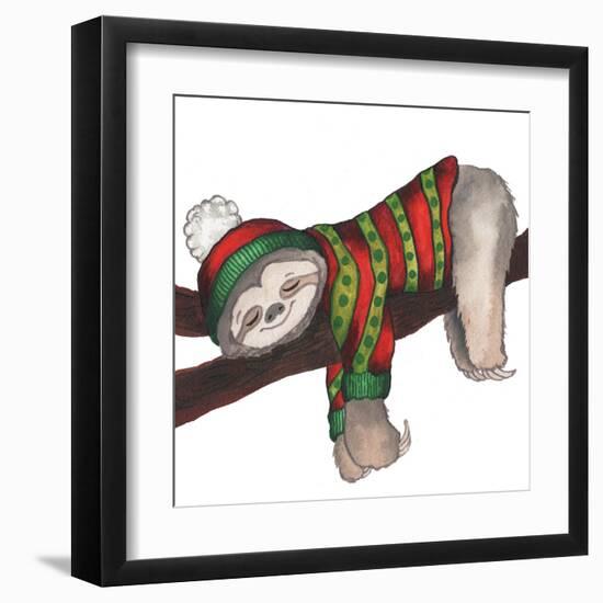 Christmas Sloth III-Elizabeth Medley-Framed Art Print