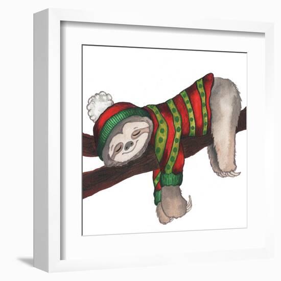 Christmas Sloth III-Elizabeth Medley-Framed Art Print