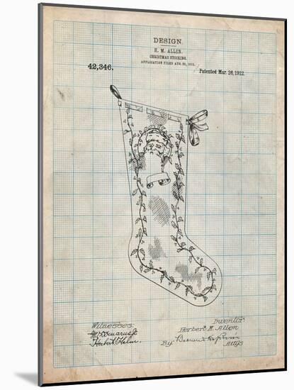 Christmas Stocking 1912 Patent-Cole Borders-Mounted Art Print