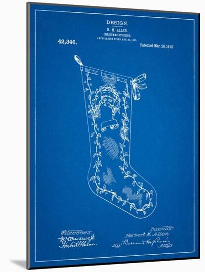 Christmas Stocking 1912 Patent-Cole Borders-Mounted Art Print