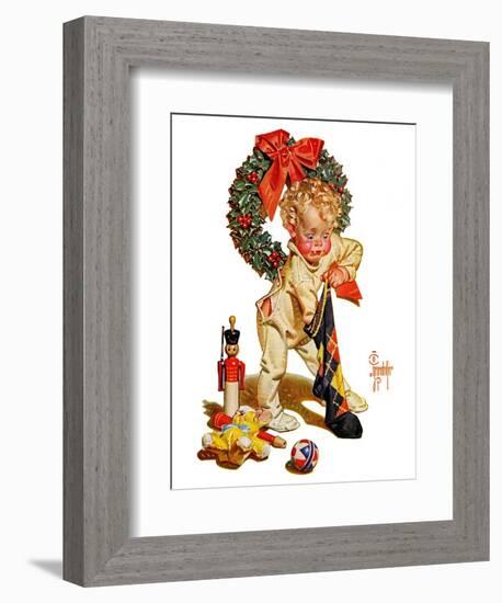 "Christmas Stocking Joy,"December 24, 1938-Joseph Christian Leyendecker-Framed Giclee Print