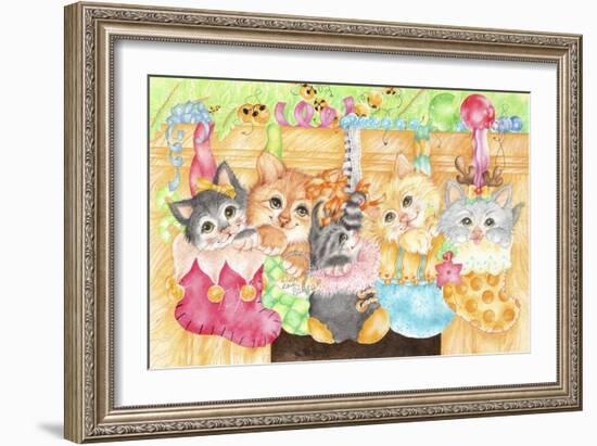 Christmas Stocking Kittens-Karen Middleton-Framed Giclee Print