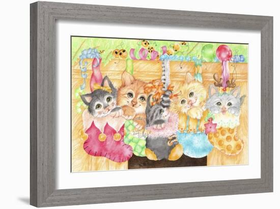 Christmas Stocking Kittens-Karen Middleton-Framed Giclee Print