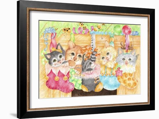 Christmas Stocking Kittens-Karen Middleton-Framed Giclee Print