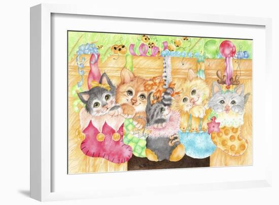 Christmas Stocking Kittens-Karen Middleton-Framed Giclee Print