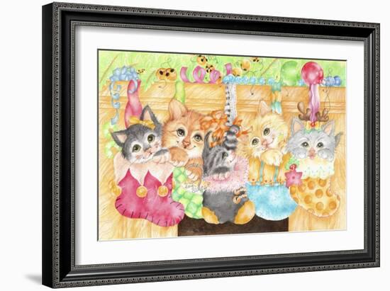 Christmas Stocking Kittens-Karen Middleton-Framed Giclee Print