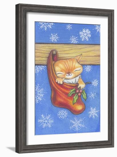 Christmas-Stocking-Kitty-Cindy Wider-Framed Giclee Print