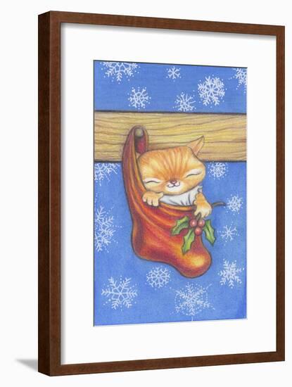 Christmas-Stocking-Kitty-Cindy Wider-Framed Giclee Print