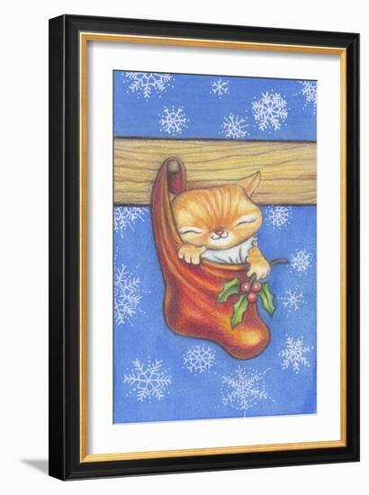 Christmas-Stocking-Kitty-Cindy Wider-Framed Giclee Print