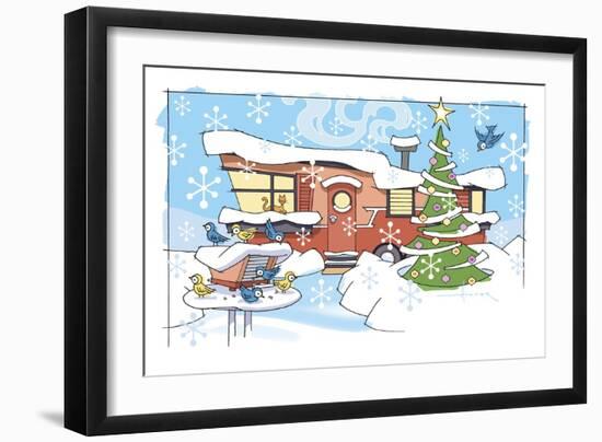 Christmas Trailer Park-Larry Hunter-Framed Giclee Print