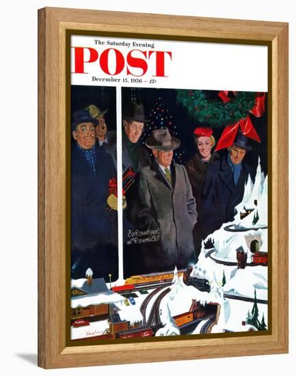 "Christmas Train Set" Saturday Evening Post Cover, December 15, 1956-George Hughes-Framed Premier Image Canvas