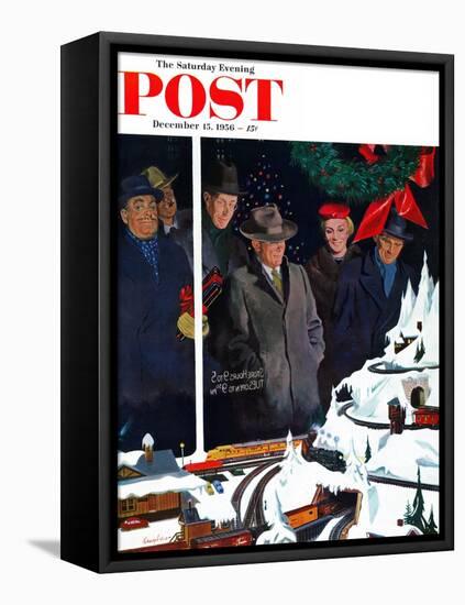 "Christmas Train Set" Saturday Evening Post Cover, December 15, 1956-George Hughes-Framed Premier Image Canvas