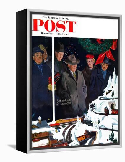 "Christmas Train Set" Saturday Evening Post Cover, December 15, 1956-George Hughes-Framed Premier Image Canvas