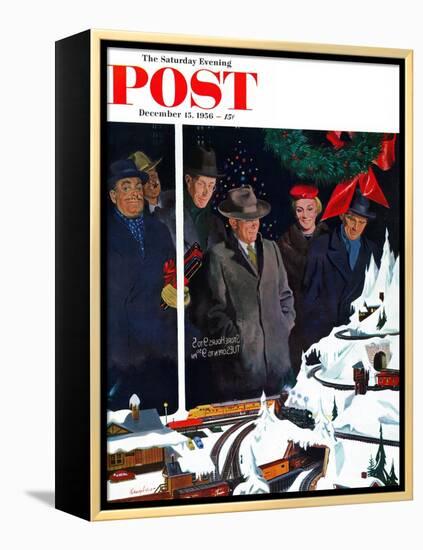 "Christmas Train Set" Saturday Evening Post Cover, December 15, 1956-George Hughes-Framed Premier Image Canvas