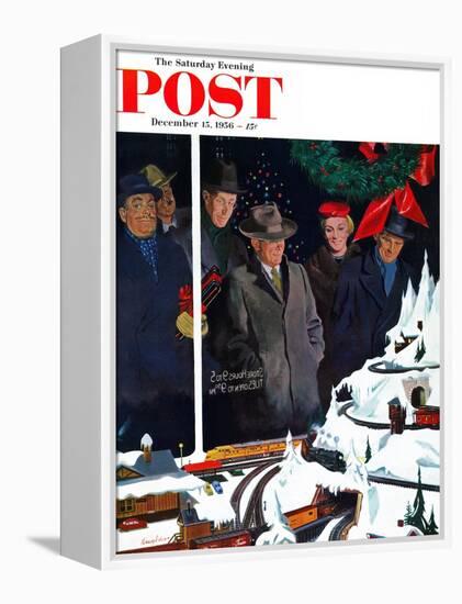 "Christmas Train Set" Saturday Evening Post Cover, December 15, 1956-George Hughes-Framed Premier Image Canvas