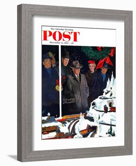 "Christmas Train Set" Saturday Evening Post Cover, December 15, 1956-George Hughes-Framed Giclee Print