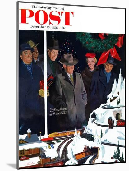 "Christmas Train Set" Saturday Evening Post Cover, December 15, 1956-George Hughes-Mounted Giclee Print