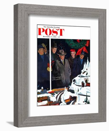 "Christmas Train Set" Saturday Evening Post Cover, December 15, 1956-George Hughes-Framed Giclee Print