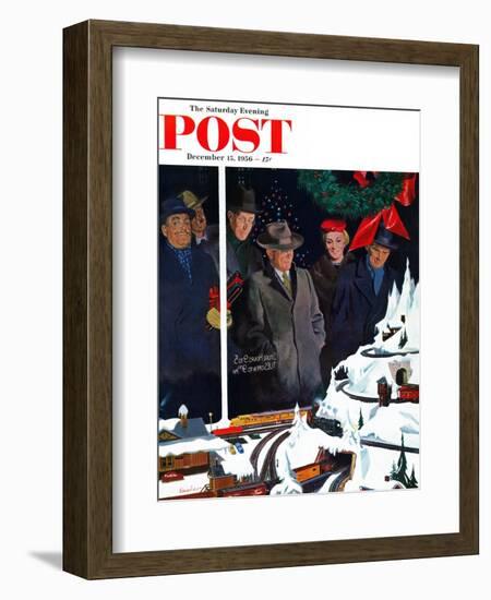 "Christmas Train Set" Saturday Evening Post Cover, December 15, 1956-George Hughes-Framed Giclee Print