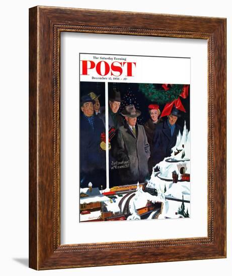 "Christmas Train Set" Saturday Evening Post Cover, December 15, 1956-George Hughes-Framed Giclee Print