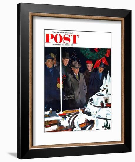 "Christmas Train Set" Saturday Evening Post Cover, December 15, 1956-George Hughes-Framed Giclee Print