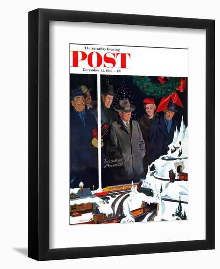 "Christmas Train Set" Saturday Evening Post Cover, December 15, 1956-George Hughes-Framed Giclee Print