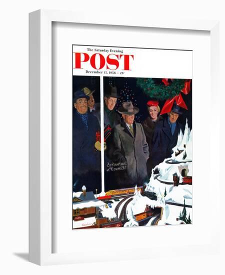 "Christmas Train Set" Saturday Evening Post Cover, December 15, 1956-George Hughes-Framed Giclee Print