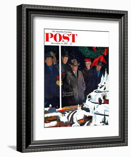 "Christmas Train Set" Saturday Evening Post Cover, December 15, 1956-George Hughes-Framed Giclee Print