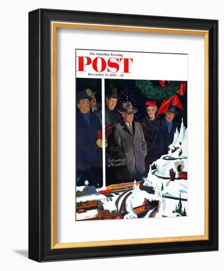 "Christmas Train Set" Saturday Evening Post Cover, December 15, 1956-George Hughes-Framed Giclee Print