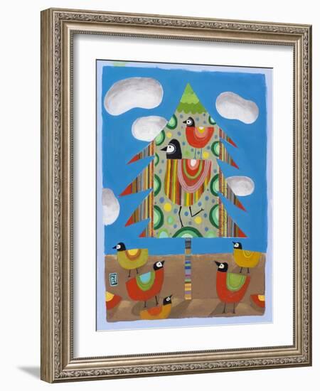 Christmas Tree and Birds-Nathaniel Mather-Framed Giclee Print