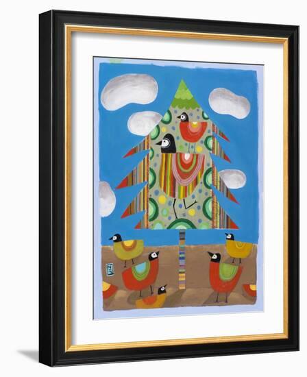 Christmas Tree and Birds-Nathaniel Mather-Framed Giclee Print