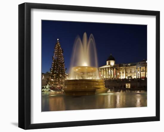 Christmas Tree and Fountains Lit Up in Trafalgar Square for Christmas-Julian Love-Framed Photographic Print