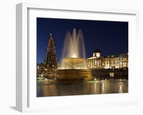 Christmas Tree and Fountains Lit Up in Trafalgar Square for Christmas-Julian Love-Framed Photographic Print