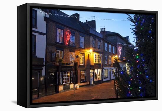 Christmas Tree and Market Place at Dusk-Mark Sunderland-Framed Premier Image Canvas