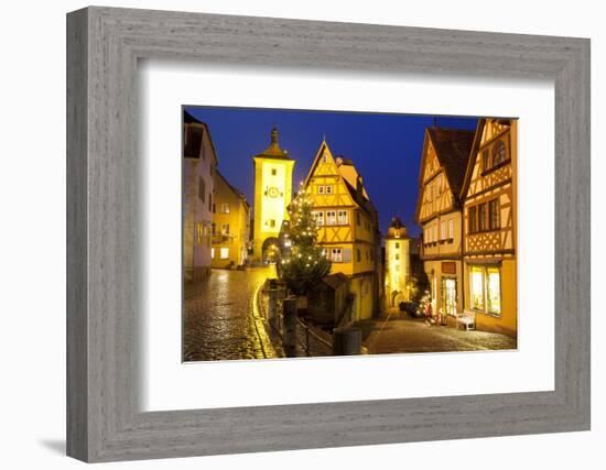 Christmas Tree at the Plonlein, Rothenburg Ob Der Tauber, Bavaria, Germany, Europe-Miles Ertman-Framed Photographic Print