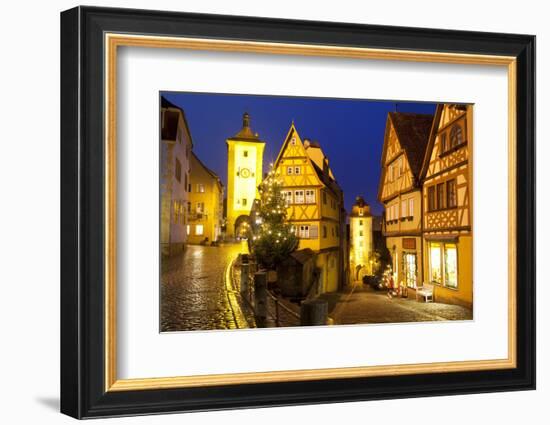 Christmas Tree at the Plonlein, Rothenburg Ob Der Tauber, Bavaria, Germany, Europe-Miles Ertman-Framed Photographic Print