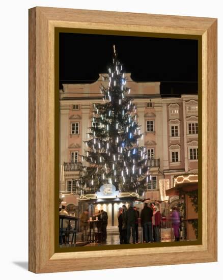 Christmas Tree, Baroque Building and Stalls at Christmas Market, Linz, Austria-Richard Nebesky-Framed Premier Image Canvas