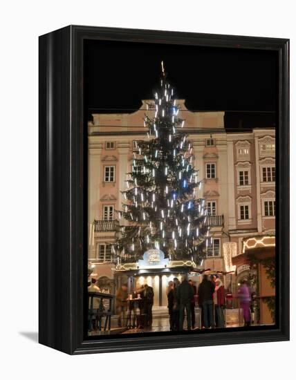 Christmas Tree, Baroque Building and Stalls at Christmas Market, Linz, Austria-Richard Nebesky-Framed Premier Image Canvas