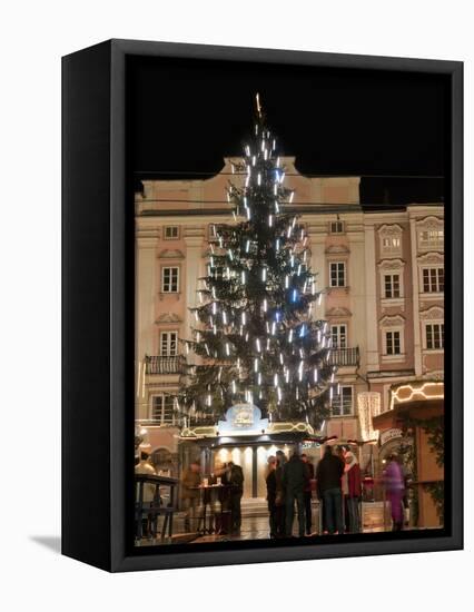 Christmas Tree, Baroque Building and Stalls at Christmas Market, Linz, Austria-Richard Nebesky-Framed Premier Image Canvas