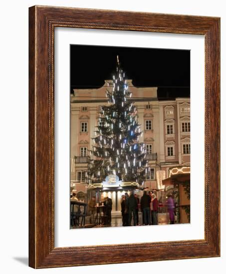 Christmas Tree, Baroque Building and Stalls at Christmas Market, Linz, Austria-Richard Nebesky-Framed Photographic Print