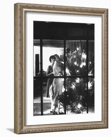 Christmas Tree Being Decorated by a Family Stationed at Guantanamo Naval Base-John Dominis-Framed Photographic Print