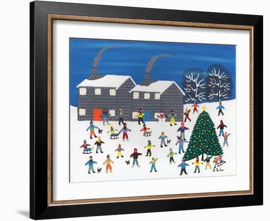 Christmas Tree by the Cottages-Gordon Barker-Framed Giclee Print