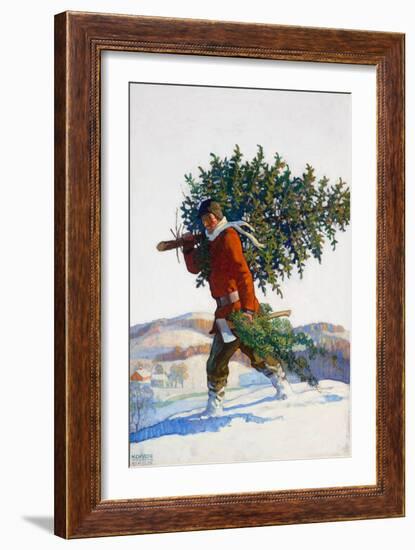 Christmas Tree - Chadds Ford (Popular Magazine, Cover Illustration), 1922 (Oil on Canvas)-Newell Convers Wyeth-Framed Giclee Print