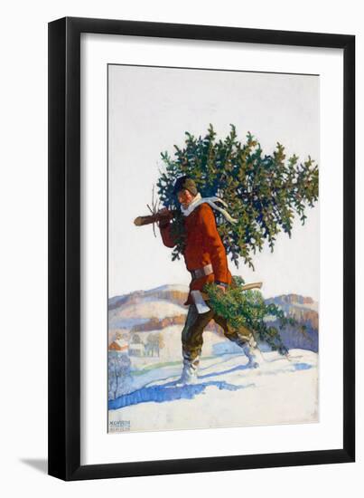 Christmas Tree - Chadds Ford (Popular Magazine, Cover Illustration), 1922 (Oil on Canvas)-Newell Convers Wyeth-Framed Giclee Print