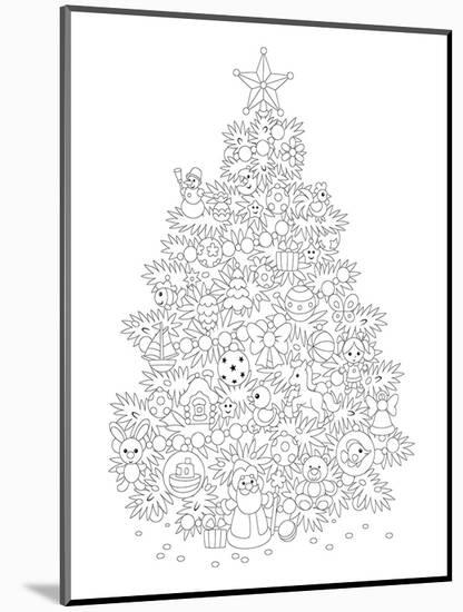Christmas Tree Design Coloring Art-null-Mounted Coloring Poster