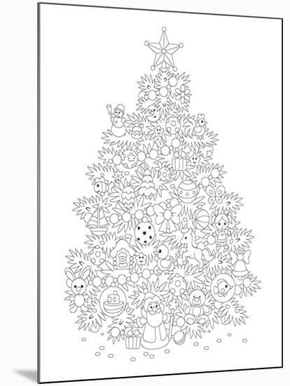 Christmas Tree Design Coloring Art-null-Mounted Coloring Poster