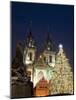 Christmas Tree, Gothic Tyn Church and Statue of Jan Hus, Old Town Square, Stare Mesto, Prague-Richard Nebesky-Mounted Photographic Print