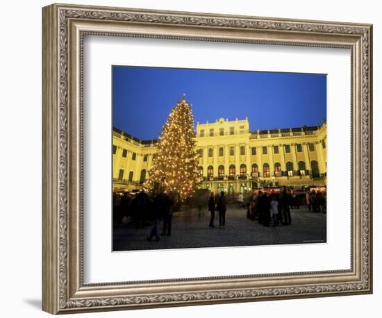 Christmas Tree in Front of Schonbrunn Palace at Dusk, Unesco World Heritage Site, Vienna, Austria-Jean Brooks-Framed Photographic Print